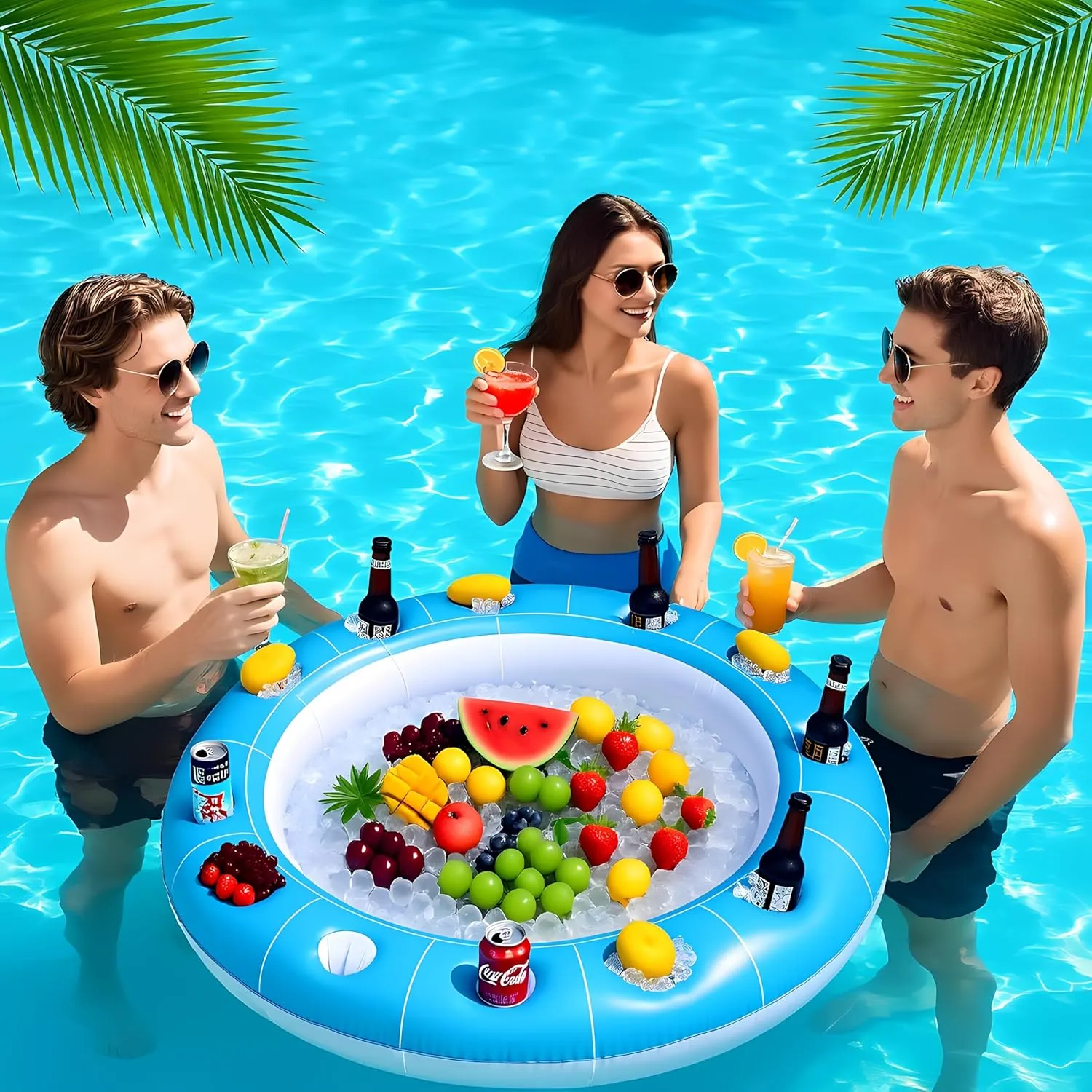 Extra Large Floating Card Table for Pool,4FT Floating Pool Games Table with Waterproof Playing Cards,Inflatable 4 to 6 People Cards Game Tray,Pool Accessories Inflatable Fruit Holder Cooler for Summer