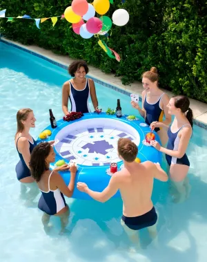 Extra Large Floating Card Table for Pool,4FT Floating Pool Games Table with Waterproof Playing Cards,Inflatable 4 to 6 People Cards Game Tray,Pool Accessories Inflatable Fruit Holder Cooler for Summer