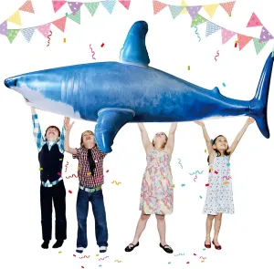 Extra Large Inflatable Shark Pool Toy,79inch Shark Pool Birthday Party Decorations,Blow Up Animal Party Favors Supplies Gift for Kids Adults