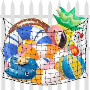 Extra Large Pool Toy Float Storage Net,71×47 In Pool Storage Bag with 20 Hooks,Hanging Heavy-Duty Elastic Mesh Net Organizer,Swimming Pool Hanging Organizer Mesh for Inflatable Rafts, Noodles, Balls