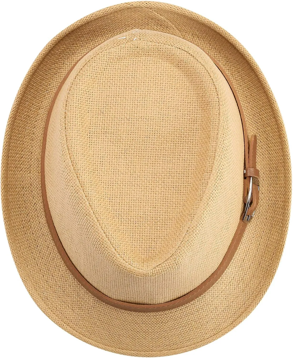 FALETO Straw Fedora Hat Classic Panama Trilby Hats Short Brim Sun Hat for Men Women
