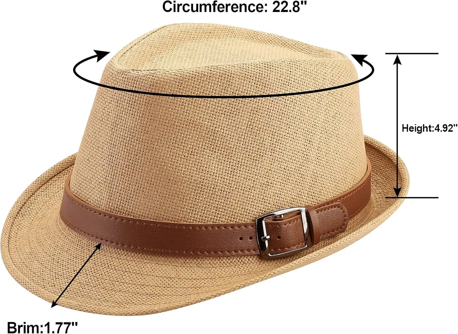 FALETO Straw Fedora Hat Classic Panama Trilby Hats Short Brim Sun Hat for Men Women