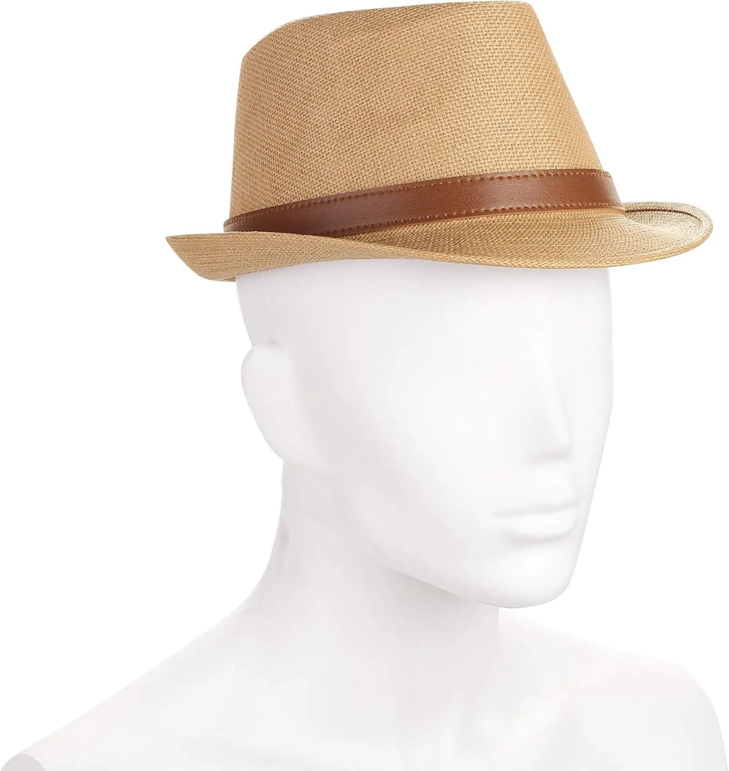 FALETO Straw Fedora Hat Classic Panama Trilby Hats Short Brim Sun Hat for Men Women