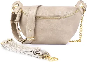 Fanny Packs for Women Cross Body Leather Belt Bag Sling Bag for Women Crossbody Purse Fashion waist packs with Two Strap