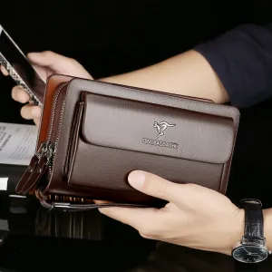 Fashion Men Wallets Large Zipper Wristlets Phone Bag