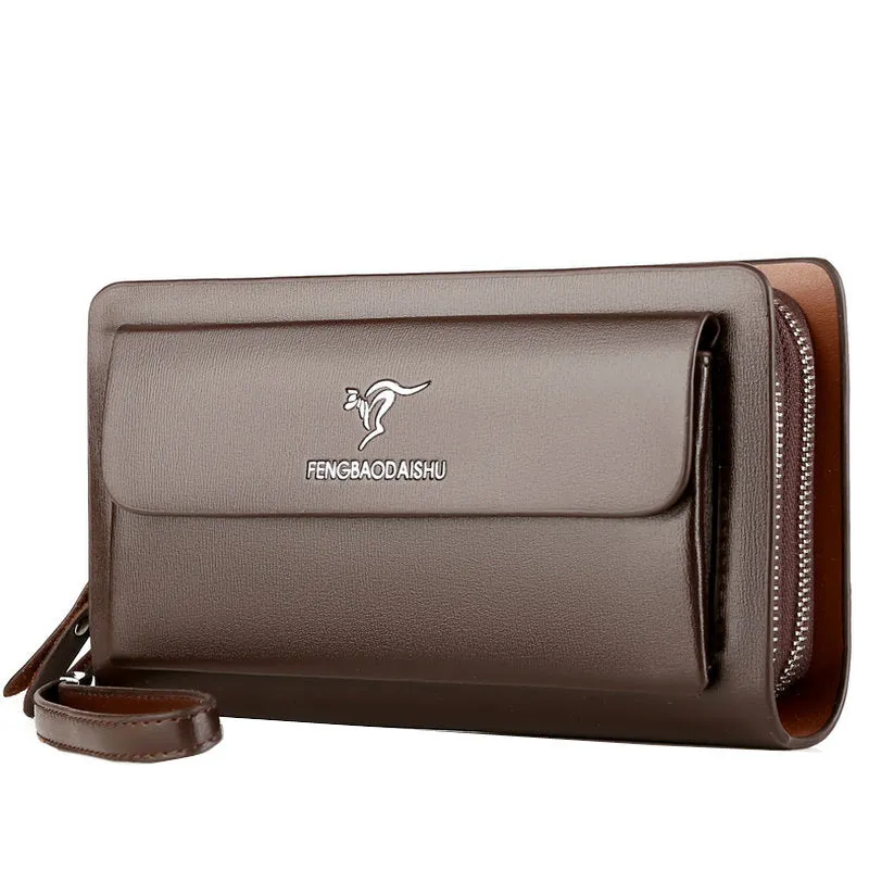 Fashion Men Wallets Large Zipper Wristlets Phone Bag