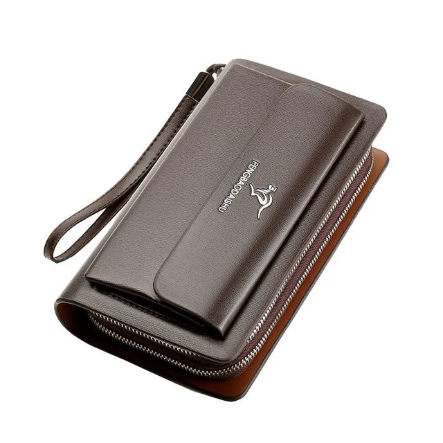 Fashion Men Wallets Large Zipper Wristlets Phone Bag