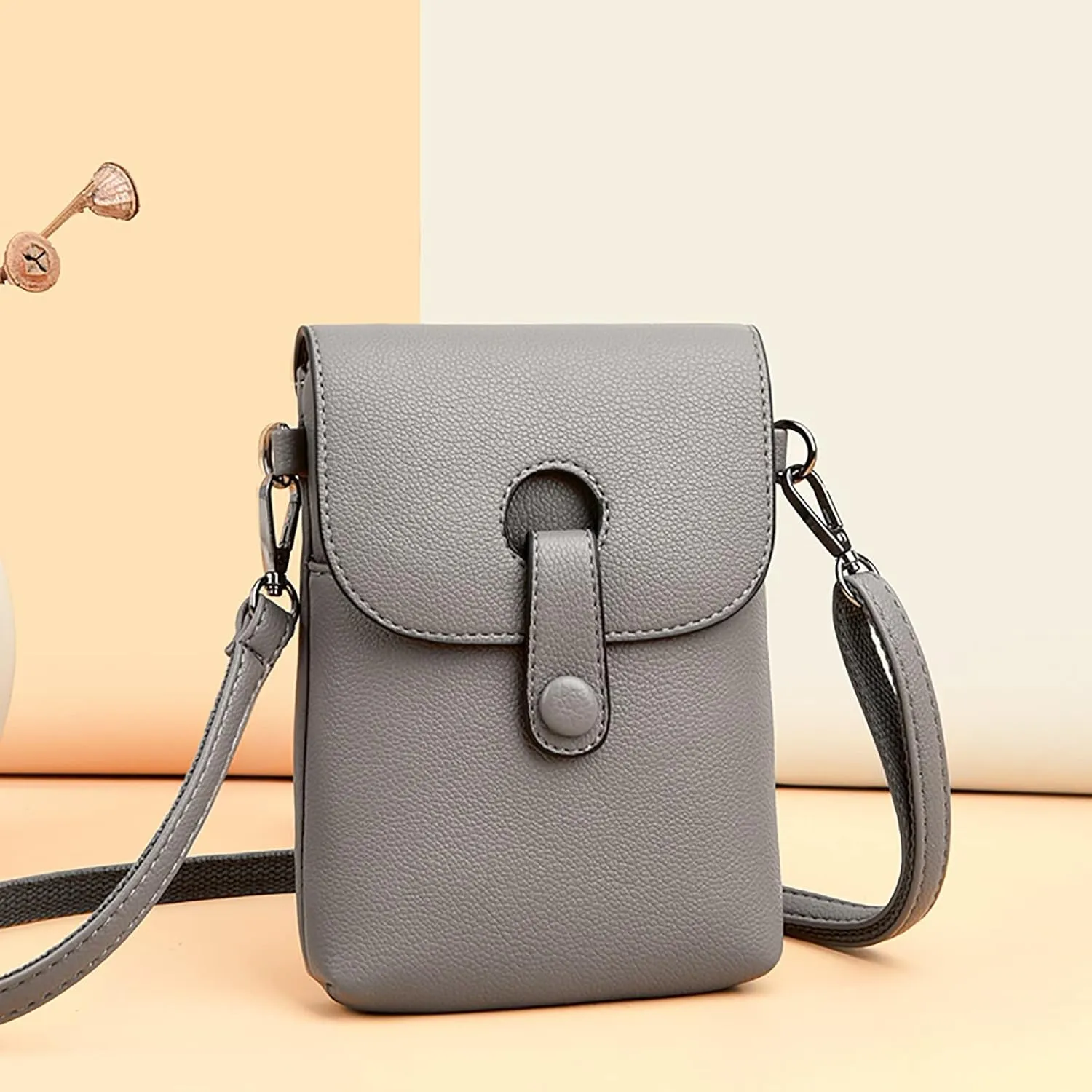 Fashion Mobile Phone Bags Female Single Shoulder Bags Ladies Crossbody Mini Phone Bag Messenger Purse (Grey, One Size)