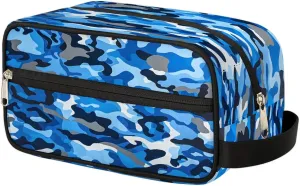 Fashionable Blue Camo Toiletry Bag Dopp Kit Makeup Bag Camouflage Travel Toiletry Bag for Women Men Portable Organizer Shaving Bag for Toiletries Accessories