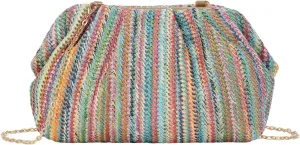 Fecialy Straw Clutch Purse for Women Summer Beach Bag Dumpling Clutch Straw Crossbody Bag Beach Woven Rattan Bag