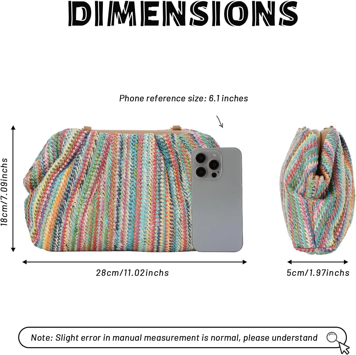 Fecialy Straw Clutch Purse for Women Summer Beach Bag Dumpling Clutch Straw Crossbody Bag Beach Woven Rattan Bag