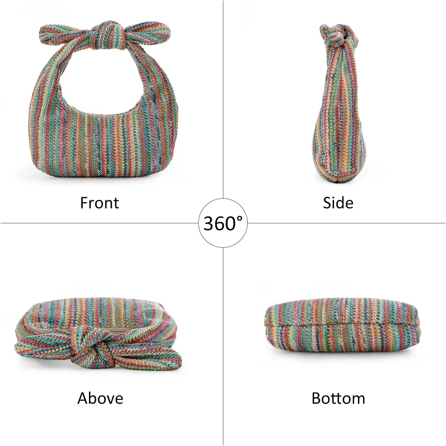 Fecialy Women Bow Purse Straw Summer Clutch Bag Beach Woven Handbags Vacation Tote Formal Party Wedding 2024 New