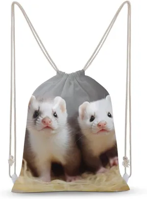 Ferrets Drawstring Backpack for Women Men Drawstring Bag for Travel Swimming Sports Gym Bag