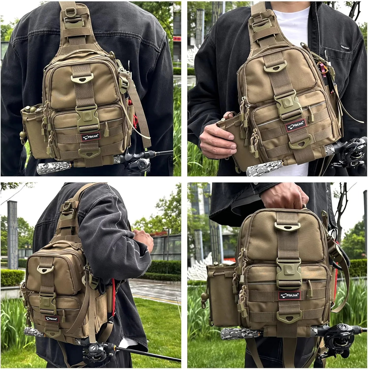 Fiblink Tackle Backpack - Water-Resistant Storage Pack With Rod & Gear Holder, Fishing Shoulder Bag