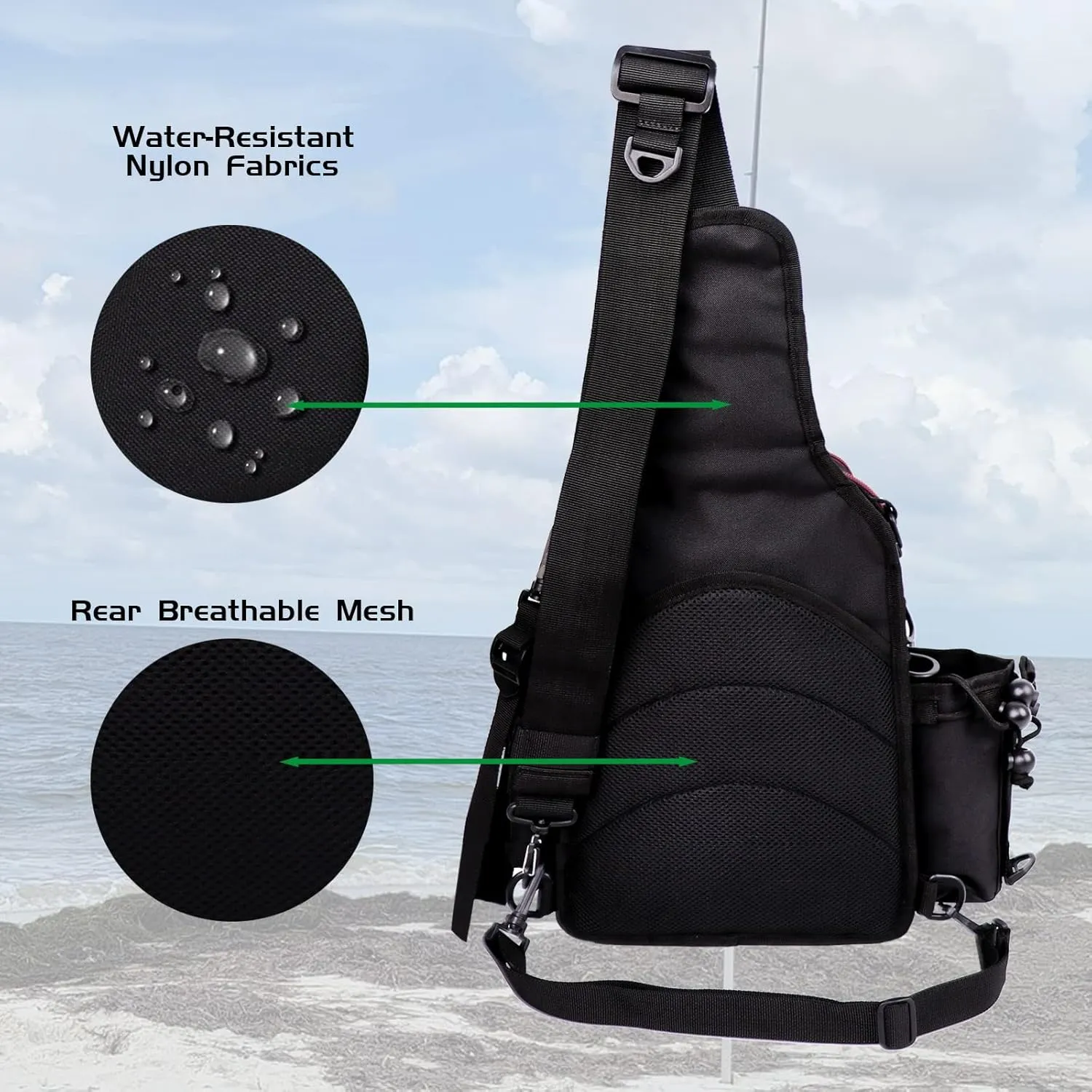 Fiblink Tackle Backpack - Water-Resistant Storage Pack With Rod & Gear Holder, Fishing Shoulder Bag