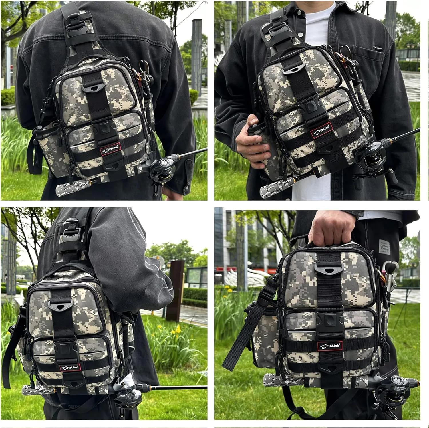 Fiblink Tackle Backpack - Water-Resistant Storage Pack With Rod & Gear Holder, Fishing Shoulder Bag