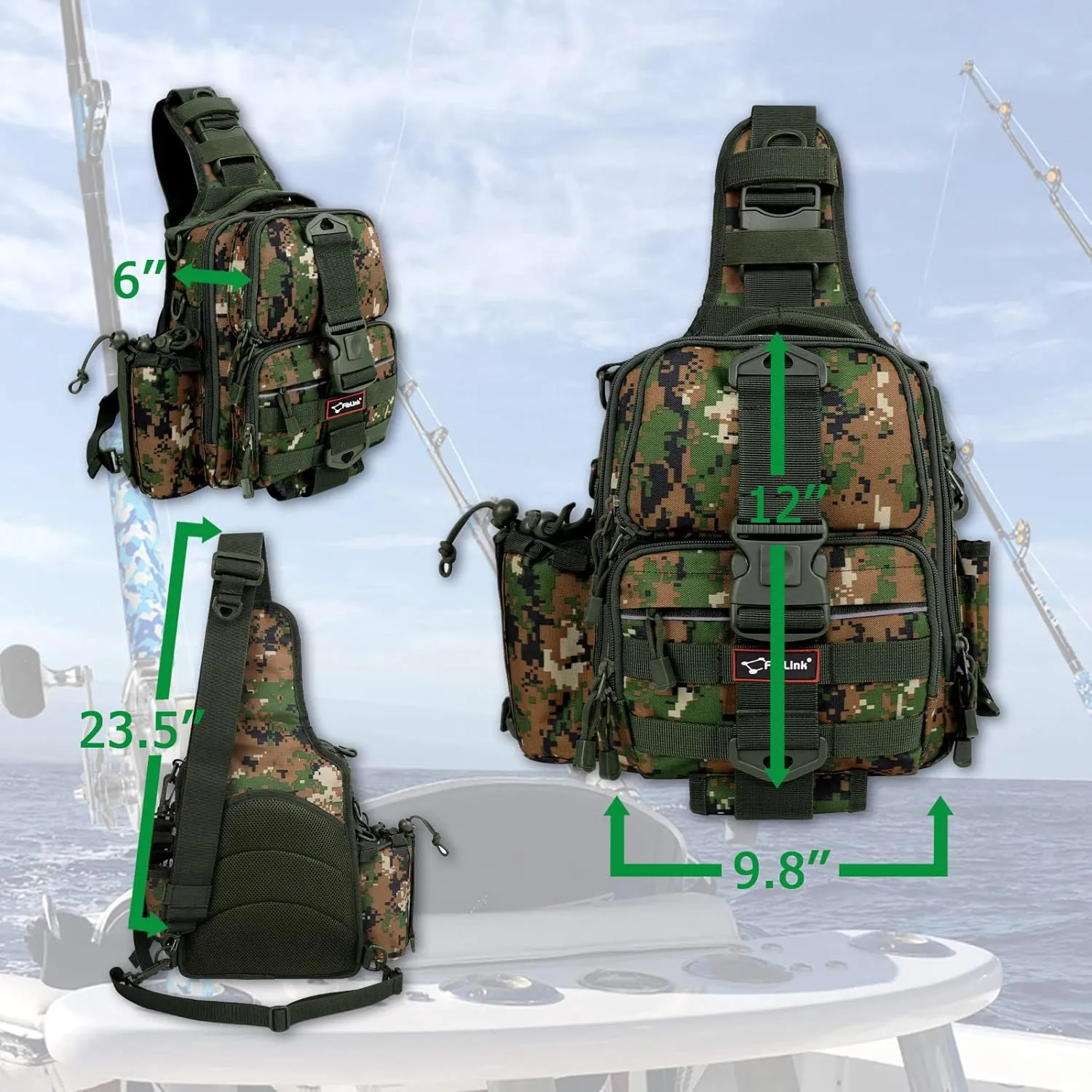 Fiblink Tackle Backpack - Water-Resistant Storage Pack With Rod & Gear Holder, Fishing Shoulder Bag