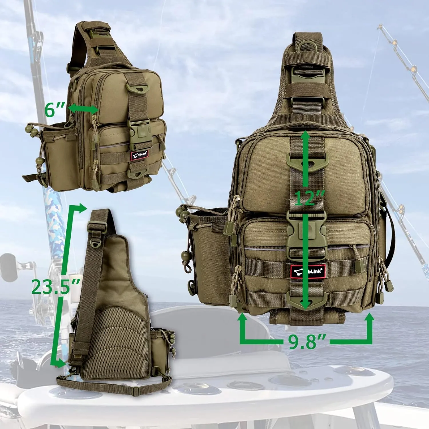 Fiblink Tackle Backpack - Water-Resistant Storage Pack With Rod & Gear Holder, Fishing Shoulder Bag
