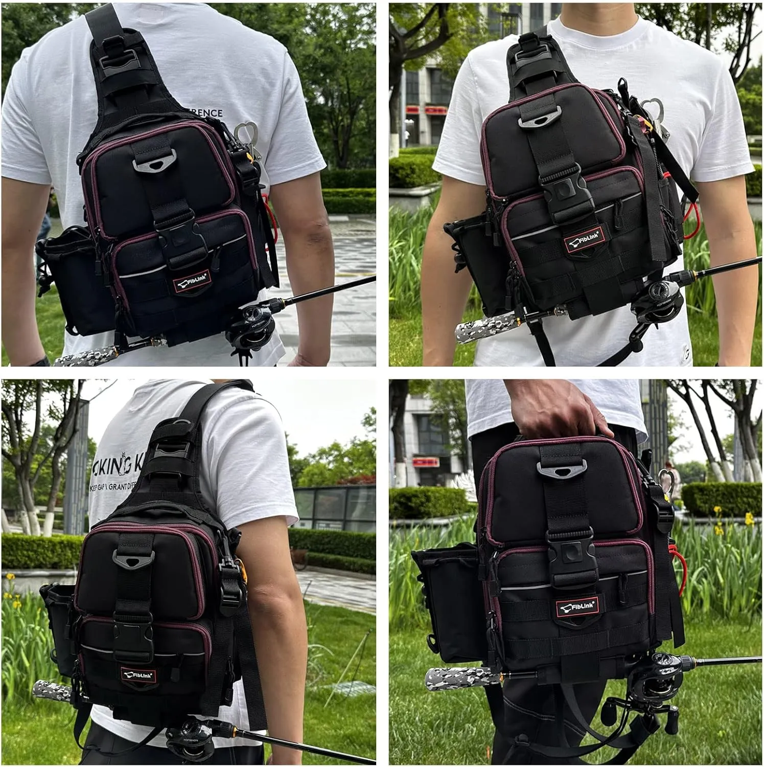 Fiblink Tackle Backpack - Water-Resistant Storage Pack With Rod & Gear Holder, Fishing Shoulder Bag