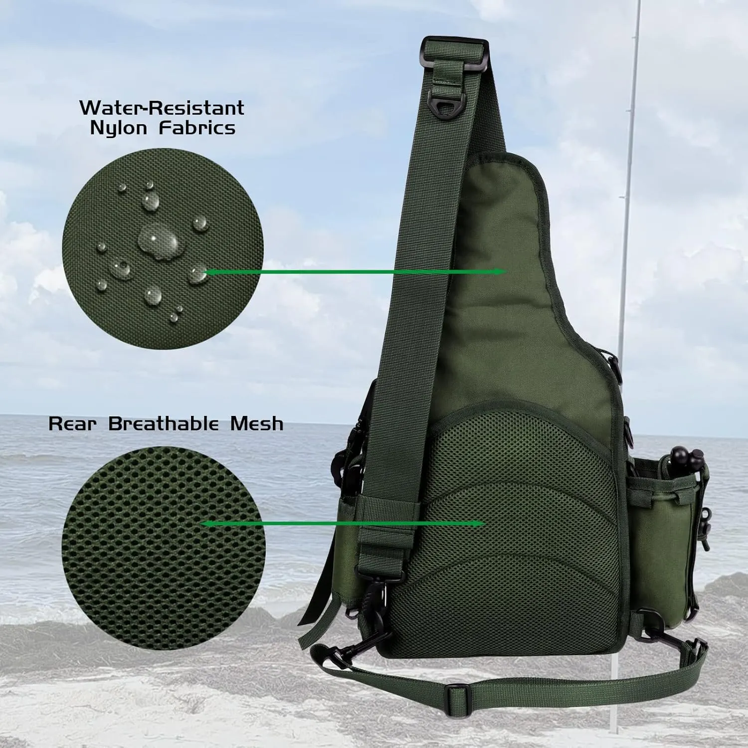 Fiblink Tackle Backpack - Water-Resistant Storage Pack With Rod & Gear Holder, Fishing Shoulder Bag