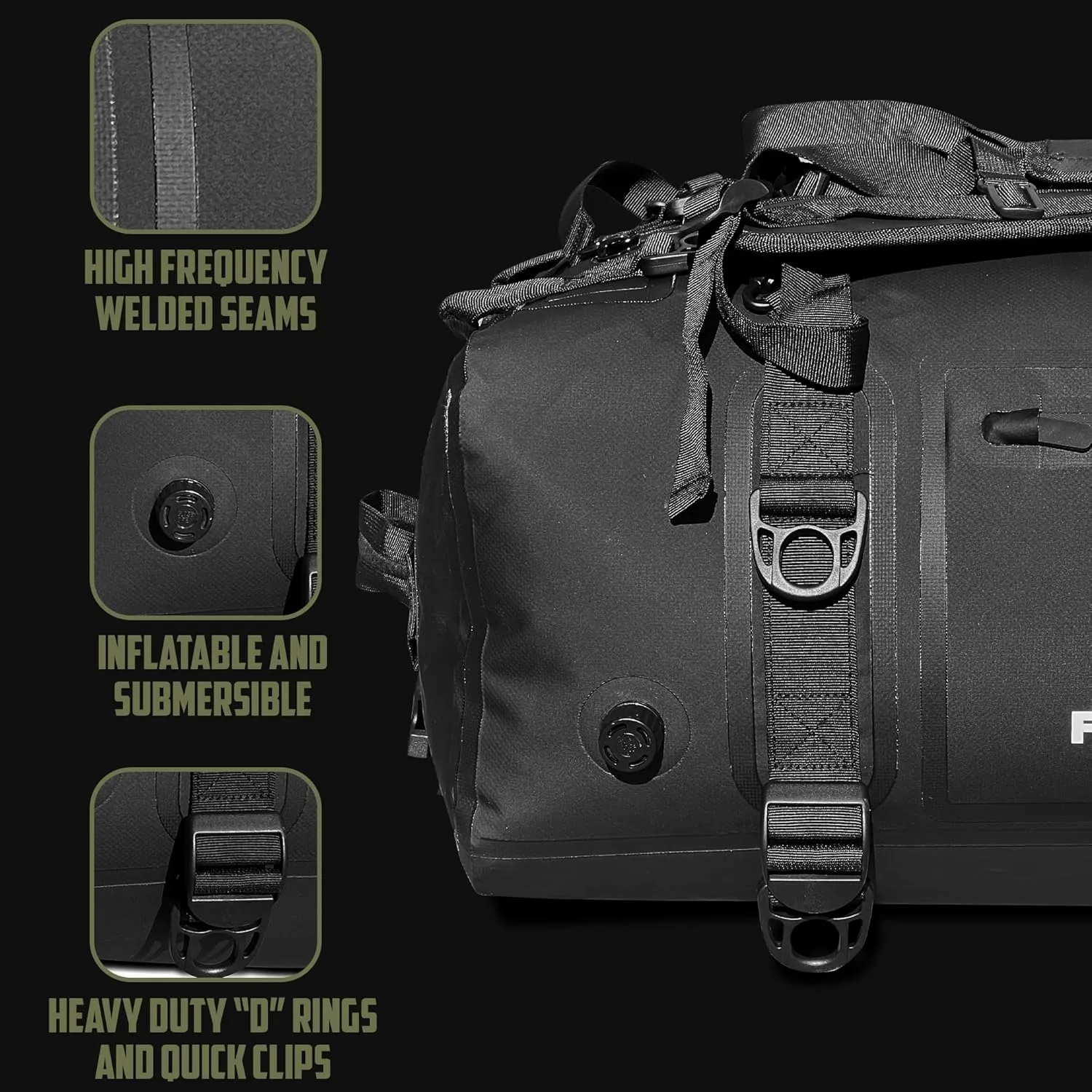 FIELDCRAFT SEA WOLF Waterproof Duffel Bag (Black, 60L)