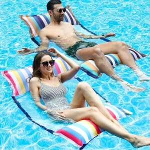FindUWill Fabric Pool Hammock Floats, XL, 2Pack Inflatable Multi Purpose Water Hammocks Floaties (Saddle, Lounge Chair, Hammock, Drifter), Pool Float Lounger for Adults