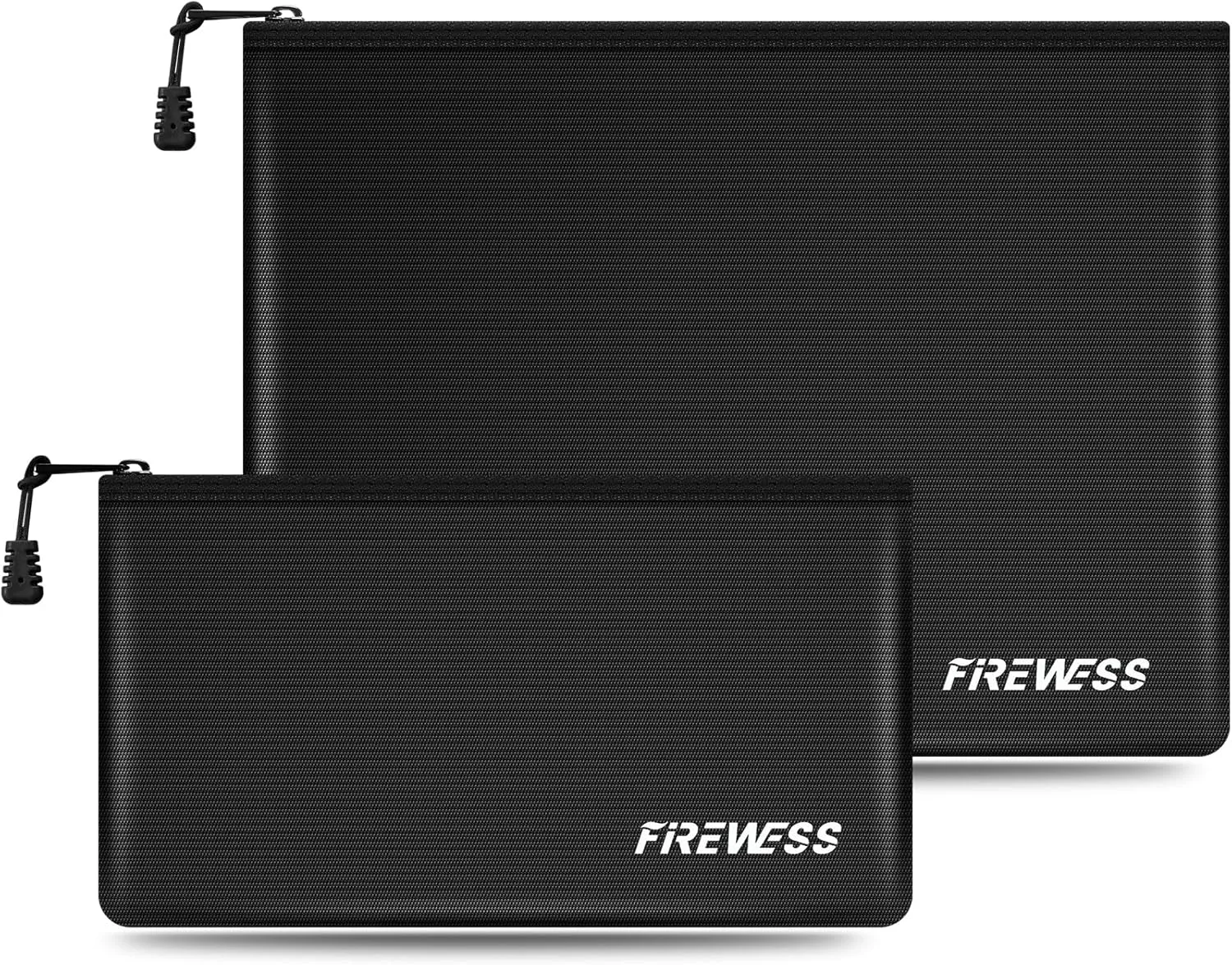 Fireproof Document Bag -2 Pack 13.4"x10" and 11"x6" Non-itchy Fireproof Money Bag, Waterproof Zipper holder for Valuables, Fire & Water Resistant Safe Pouch for File,Cash,Passport,Keys