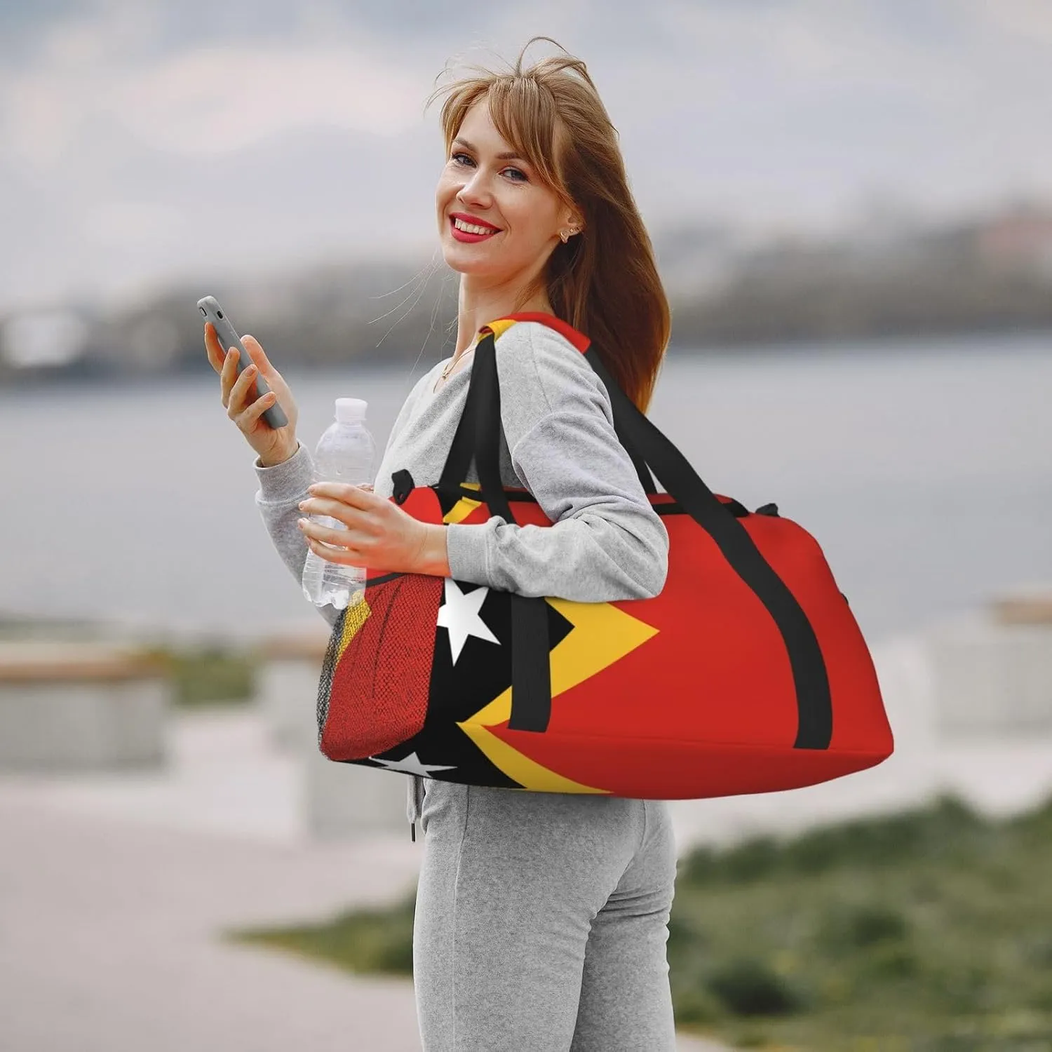 Flag Of East Timor Travel Duffel Bag Large Foldable Waterproof Overnight Bag For Beach Swim Bags Pool Sports Gym