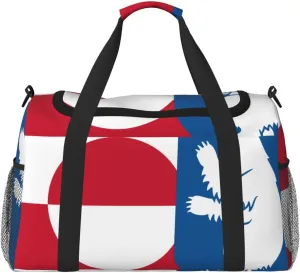 Flag Of Greenland Travel Duffel Bag Large Foldable Waterproof Overnight Bag For Beach Swim Bags Pool Sports Gym