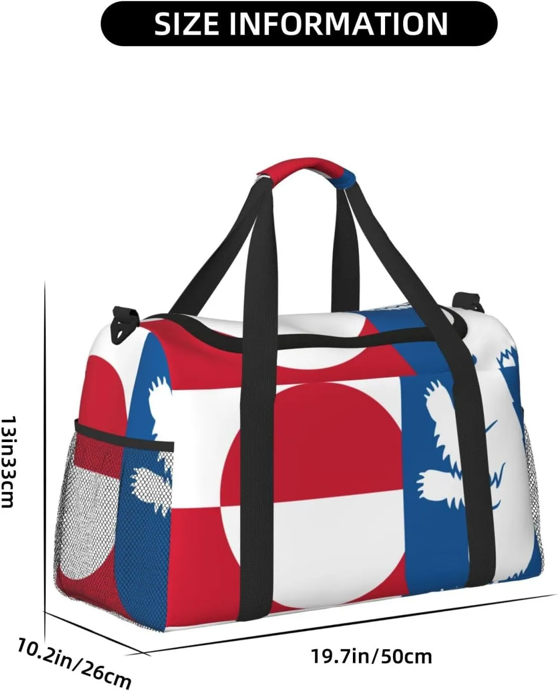 Flag Of Greenland Travel Duffel Bag Large Foldable Waterproof Overnight Bag For Beach Swim Bags Pool Sports Gym