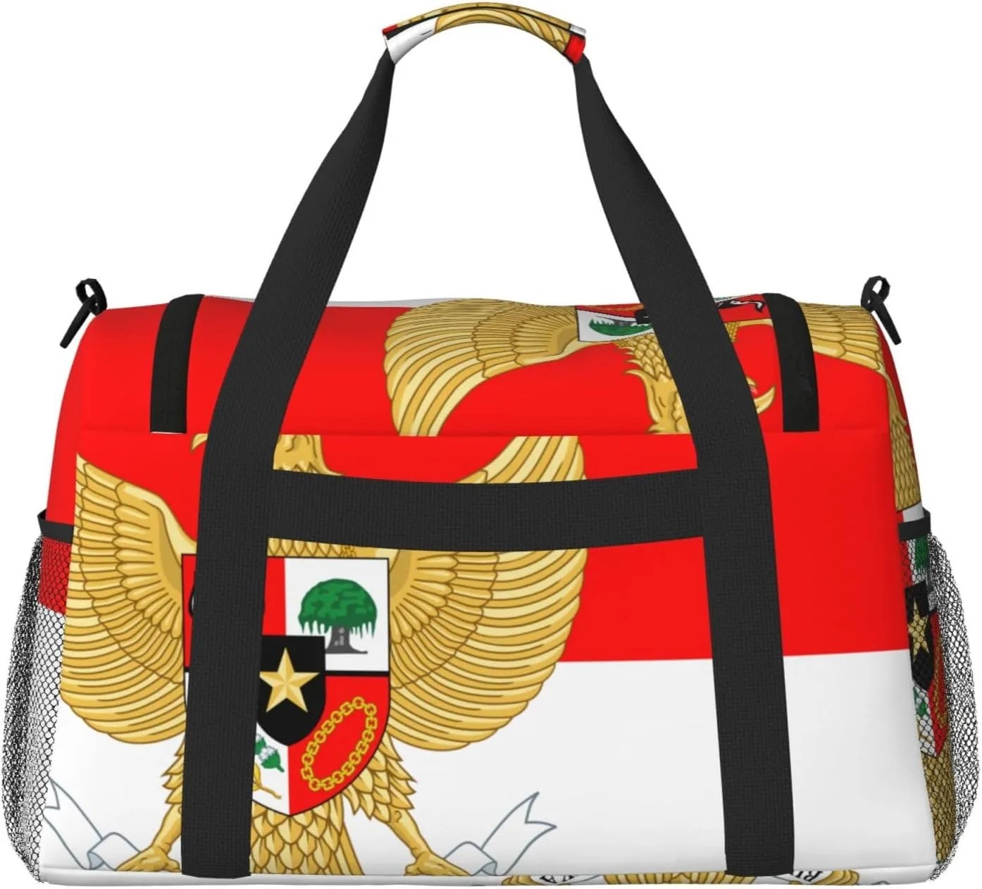Flag Of Indonesia Travel Duffel Bag Large Foldable Waterproof Overnight Bag For Beach Swim Bags Pool Sports Gym