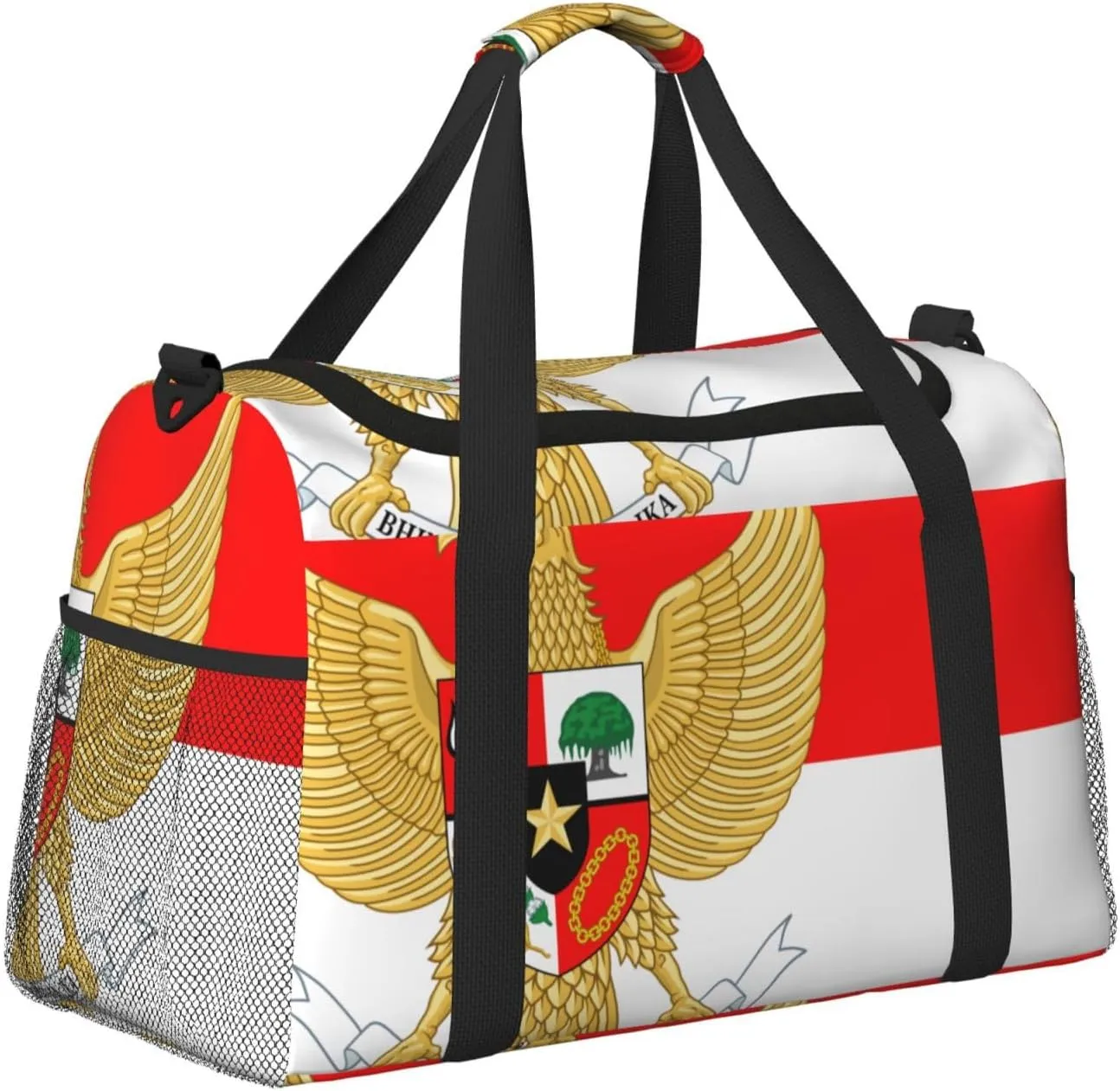 Flag Of Indonesia Travel Duffel Bag Large Foldable Waterproof Overnight Bag For Beach Swim Bags Pool Sports Gym