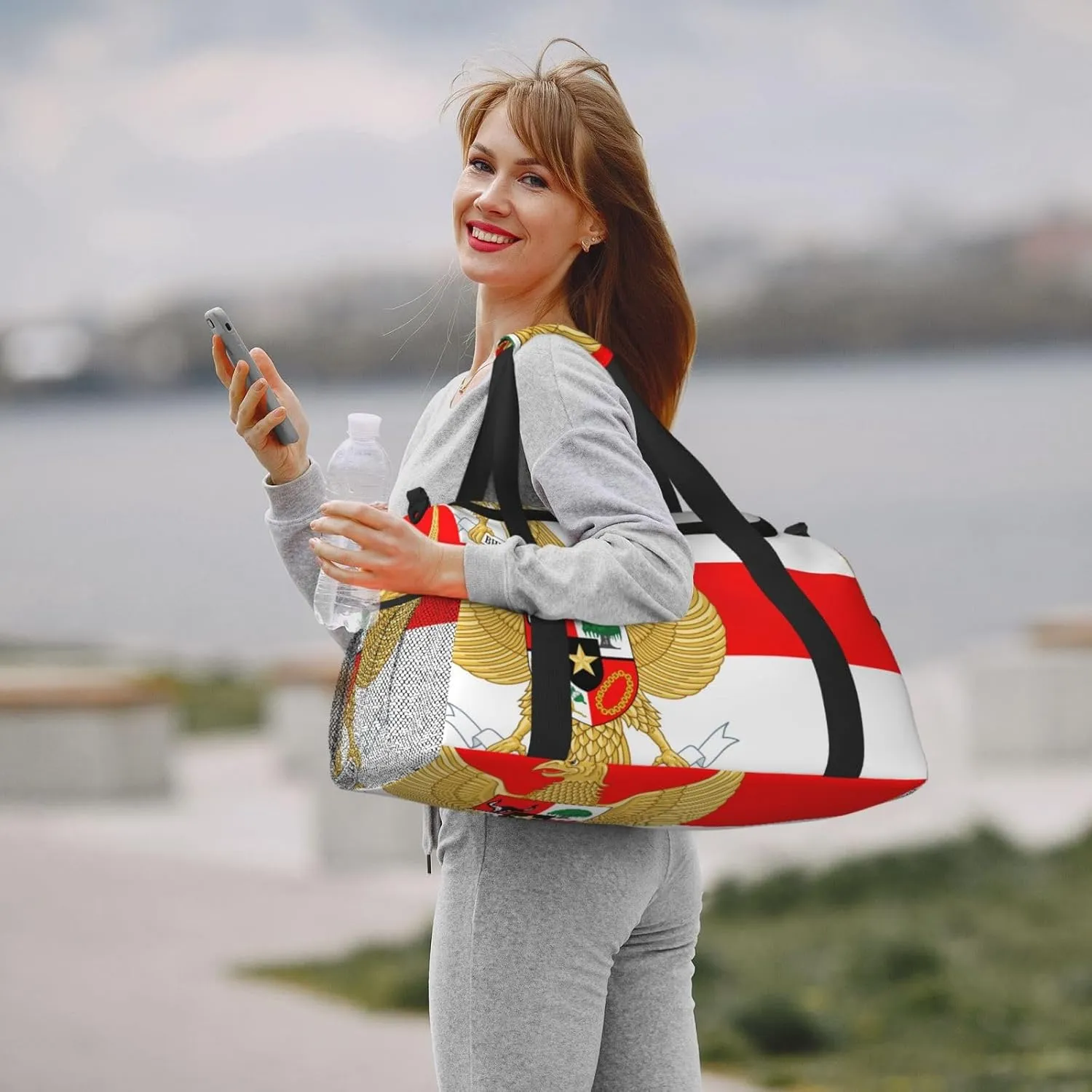Flag Of Indonesia Travel Duffel Bag Large Foldable Waterproof Overnight Bag For Beach Swim Bags Pool Sports Gym