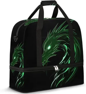 Flaming Dragon Animal Travel Duffel Bag for Women Men Weekender Overnight Bag with Shoe Compartment Foldable Sports Gym Luggage Bag