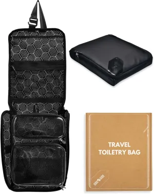 Flat Toiletry Bag for Travel. Slim Dopp Kit Organizer for Men. Hanging Mens Shaving Case with Detachable Pouches. TSA Approved. 8.5'' x 1.5'' x 11''
