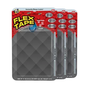 Flex Tape, Mini, Clear, 3-Pack, Original Thick Flexible Rubberized Waterproof Tape - Seal and Patch Leaks, Works Underwater, Indoor Outdoor Projects - Home RV Roof Plumbing and Pool Repairs