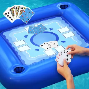 Floating Table for Pool with Cup Holders – Adult Pool Games with Waterproof Cards – Pool Float Games – Perfect for Party, Snacks, Drinks, Hot Tub & Summer Fun