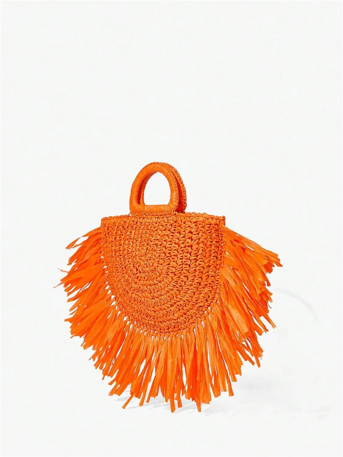 Floerns Women's Straw Bag Holiday Beach Vacation Fringe Trim Handbag