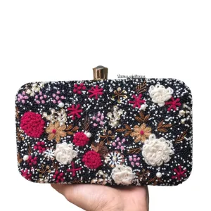 Floral Embroidered Clutch