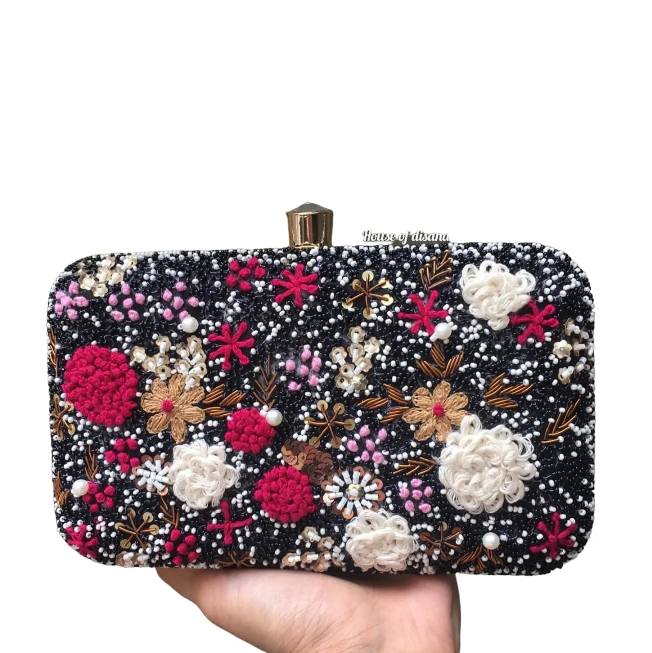Floral Embroidered Clutch