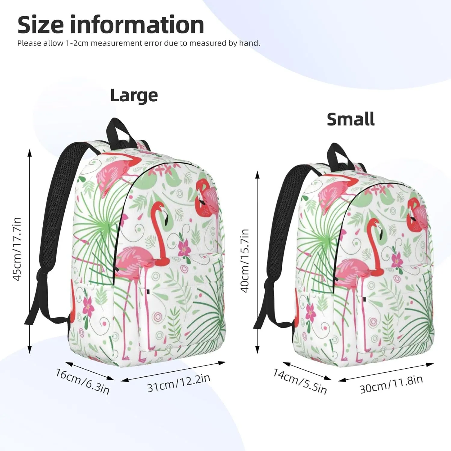 Floral Flamingo Botany Canvas Casual Lightweight Duffel Bag, Fashion Duffel Bag, Unisex Travel Backpack
