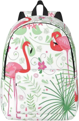 Floral Flamingo Botany Canvas Casual Lightweight Duffel Bag, Fashion Duffel Bag, Unisex Travel Backpack
