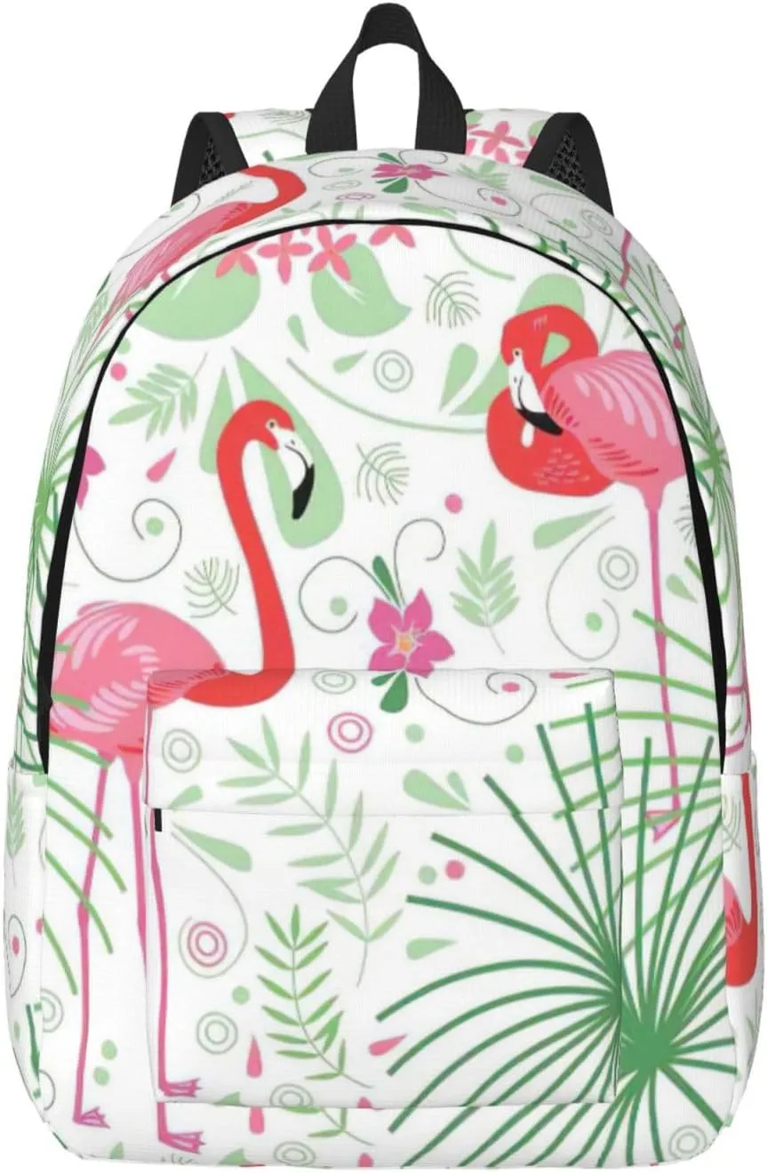 Floral Flamingo Botany Canvas Casual Lightweight Duffel Bag, Fashion Duffel Bag, Unisex Travel Backpack