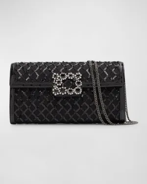 Flower Buckle Sequined Clutch Bag