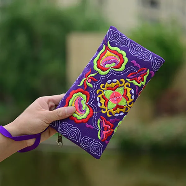 Flower Canvas Embroidered Clutch Tea Coffee Bags