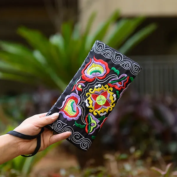 Flower Canvas Embroidered Clutch Tea Coffee Bags