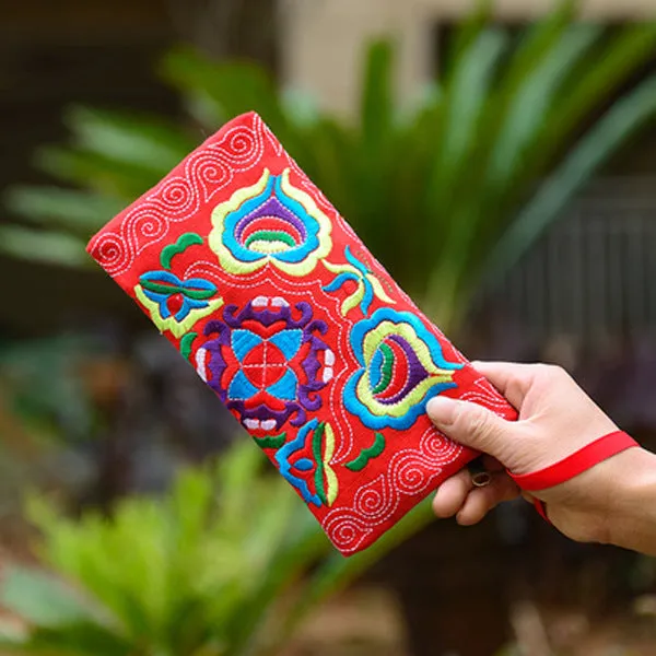 Flower Canvas Embroidered Clutch Tea Coffee Bags