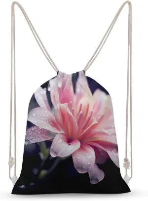 Flower Drawstring Backpack for Women Men Drawstring Bag for Travel Swimming Sports Gym Bag