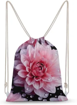 Flower Drawstring Backpack for Women Men Drawstring Bag for Travel Swimming Sports Gym Bag