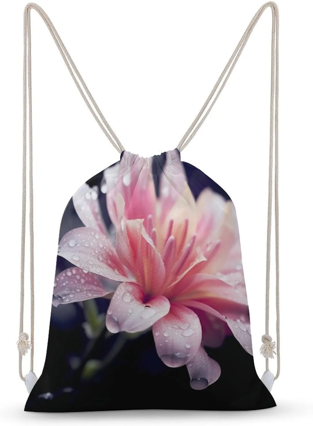 Flower Drawstring Backpack for Women Men Drawstring Bag for Travel Swimming Sports Gym Bag